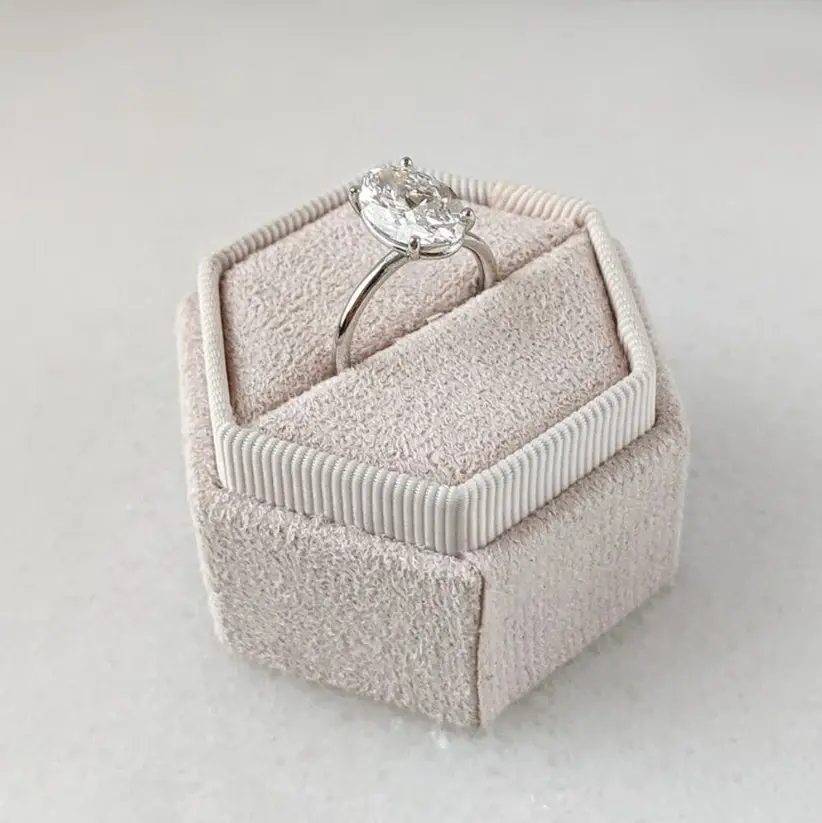 Miniatura: Diamond Wedding Ring 1.00 Ct Real Lab Grown Diamond Oval Cut 14K White Gold