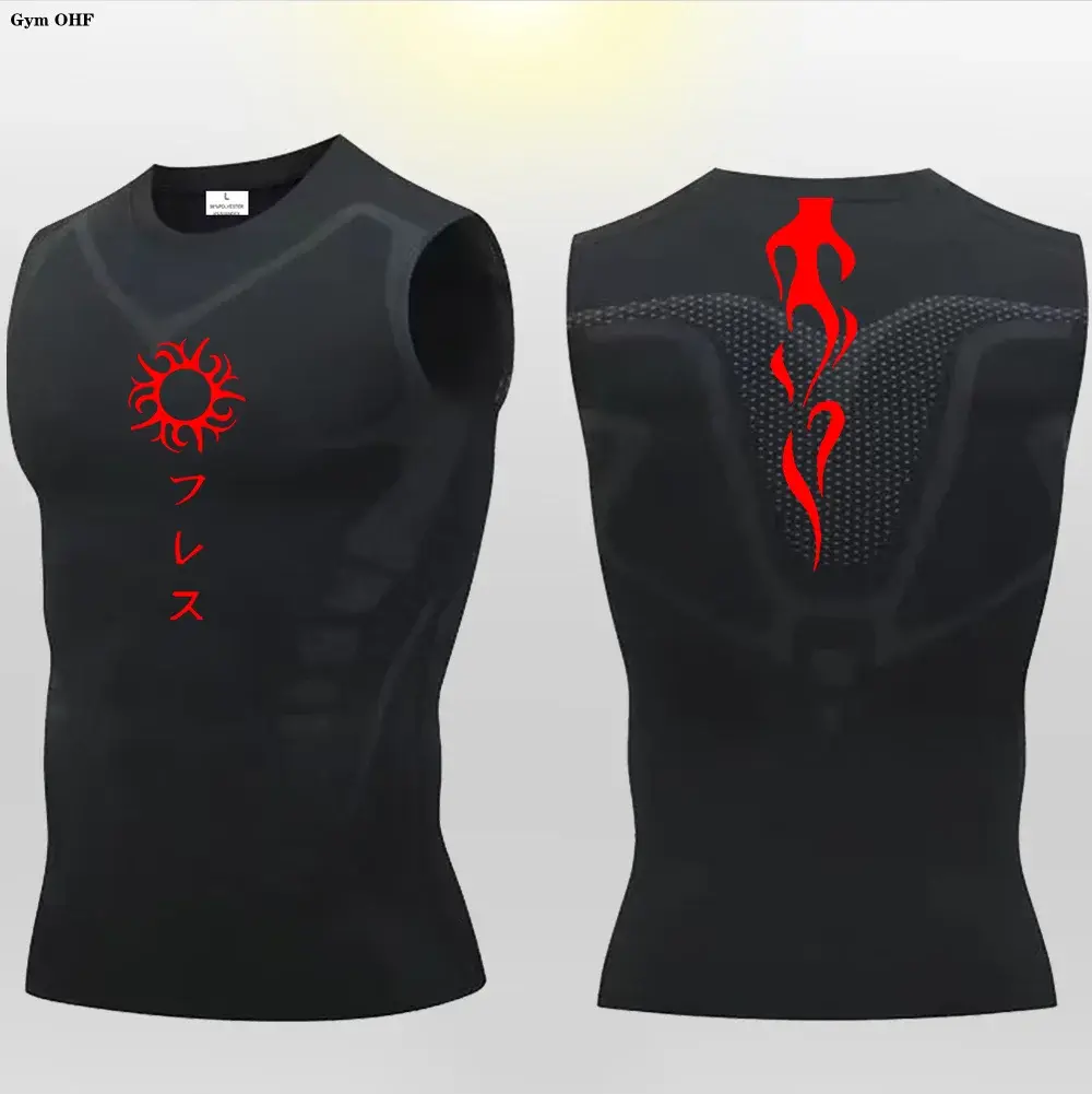 Y2K Running Vest Mens Compression Tank Tops Muscle Fitness Clothes Size L