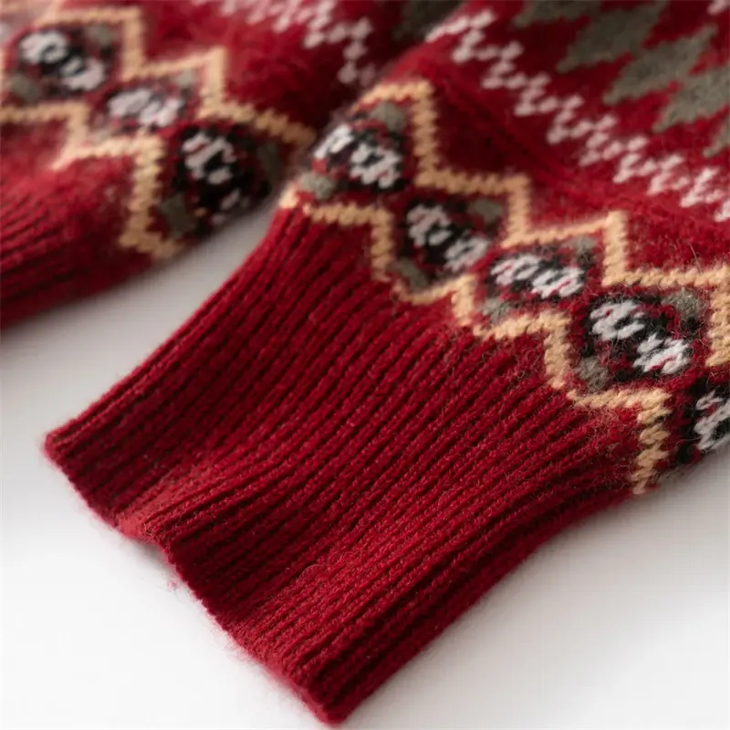 Küçük resim: Men's Thick Cashmere Half High Collar Jacquard Sweater