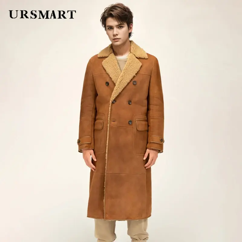 mens leather and fur coat