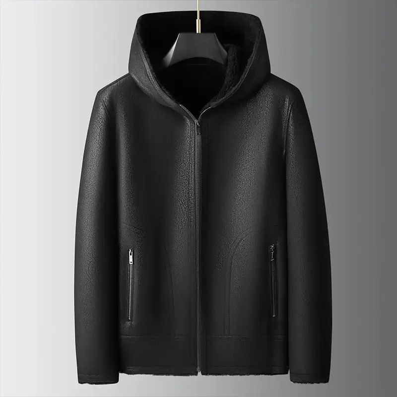 QYLVAWOY 2025 Winter 100% Sheepskin Shearling Mens High-End Leather