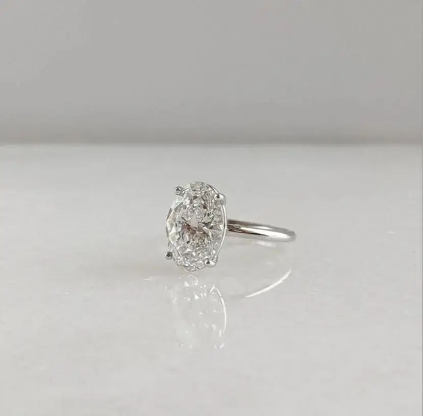 Thumbnail: Diamond Wedding Ring 1.00 Ct Real Lab Grown Diamond Oval Cut 14K White Gold