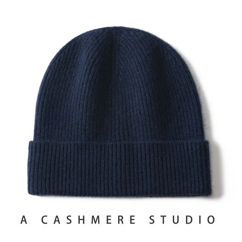 Thumbnail: 100% Cashmere Knit Beanie Hat for Women and Men Winter Warm