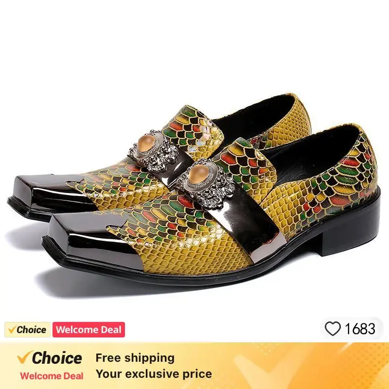 Miniatura: Luxury Brand Men Genuine Shoes Red Crocodile Print Casual Shoes US 9 [EU 42]