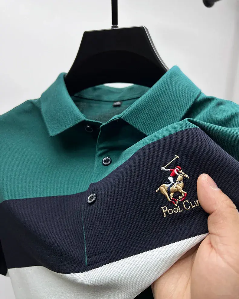 Miniatura: Brand Fashion Stripe POLO Shirt Men's Short Sleeve High End Pure Cotton