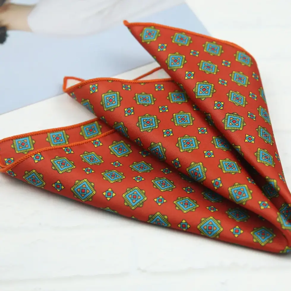 Thumbnail: 2026 Oversized Silky Pocket Square for Men 27CM Luxury Floral Dots Pocket Square