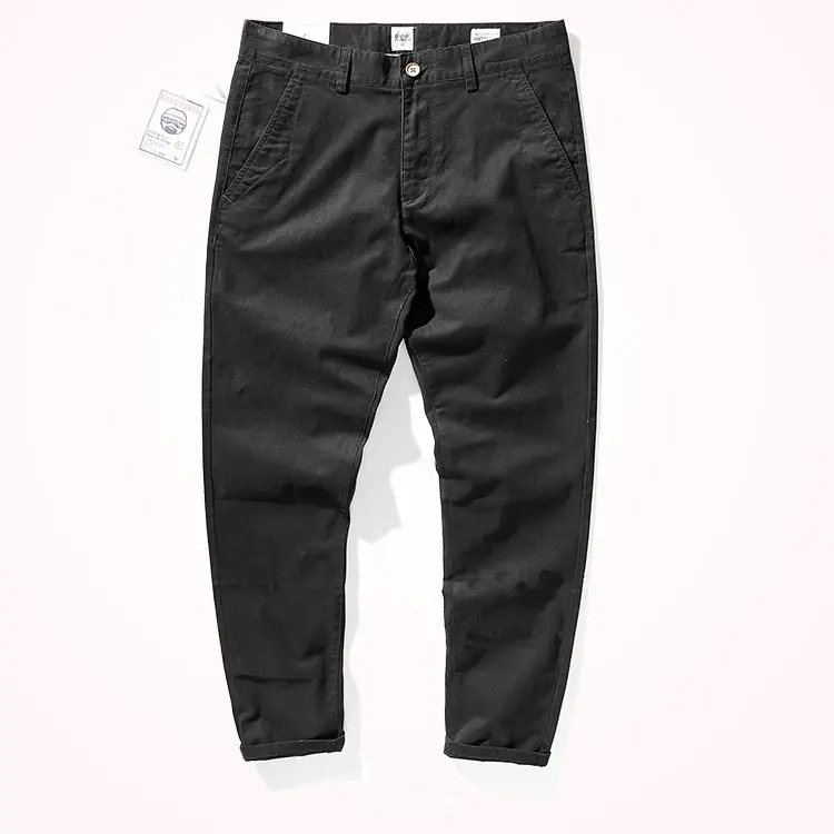 Thumbnail: Spring New American Retro Heavyweight Woven Twill Stretch Pants Pure Cotton