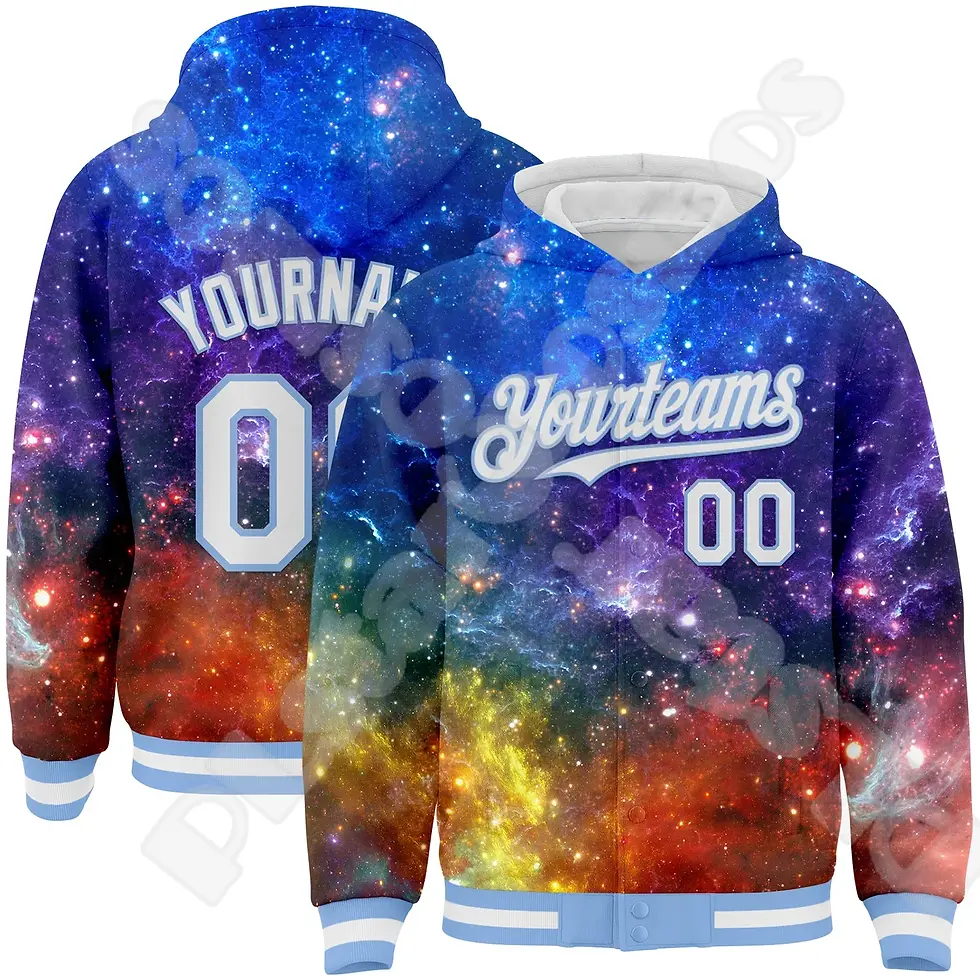 Thumbnail: Red and brown varsity jacket yourteam text on fronr