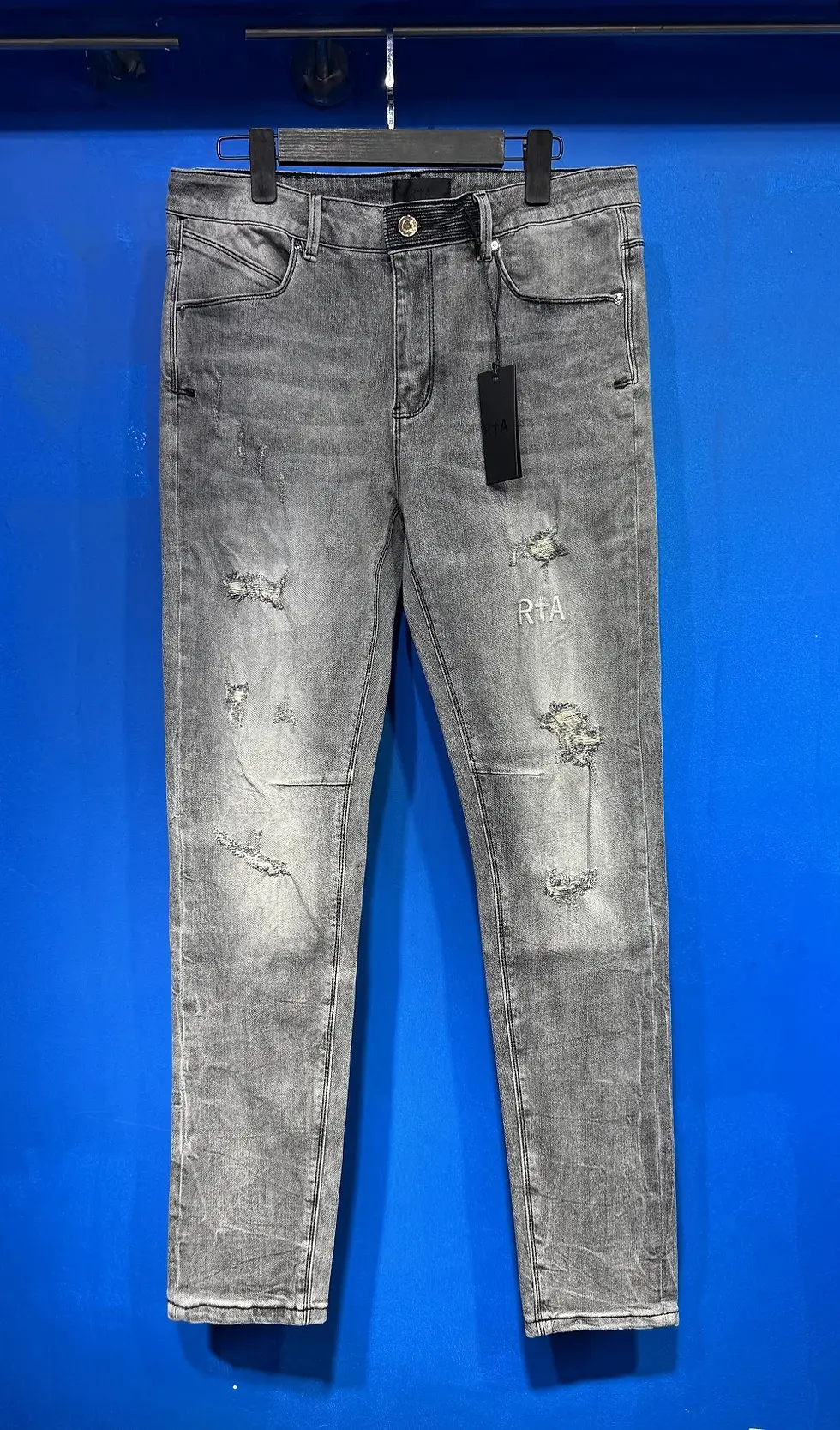 Thumbnail: Fashion Brand Men's Slim Fit Skinny Light Blue Gradient Denim Trousers Size 32
