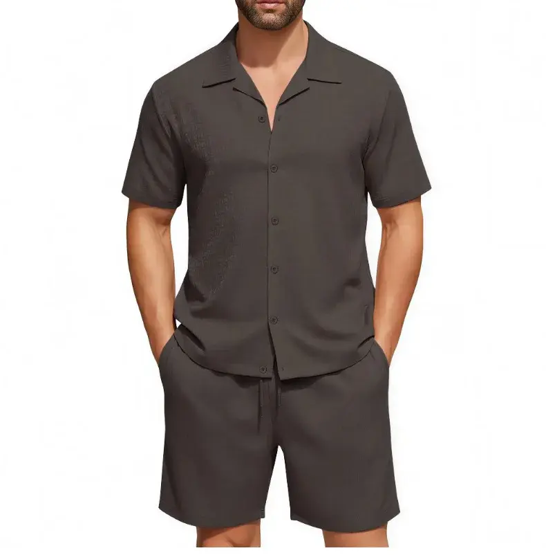 Thumbnail: Men's Summer Casual Breathable Polyester Jacquard Cuban Collar