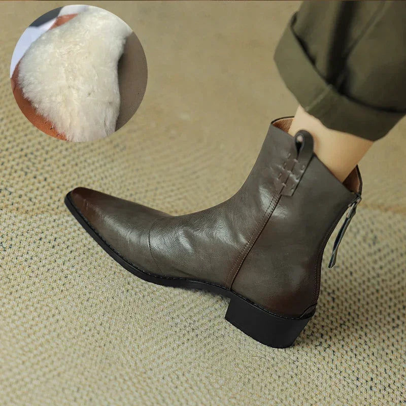 Miniatura: 2025 Autumn/winter Women Boots Genuine Leather Western Boots Women Shoes Pointed