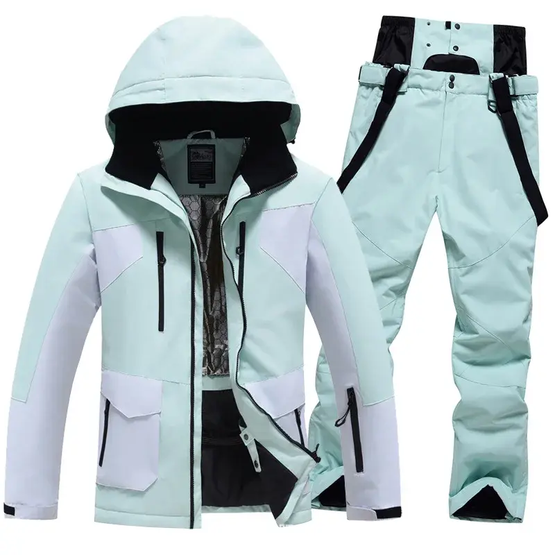 Miniatura: Color Block Men and Women Ski Jacket and Pants