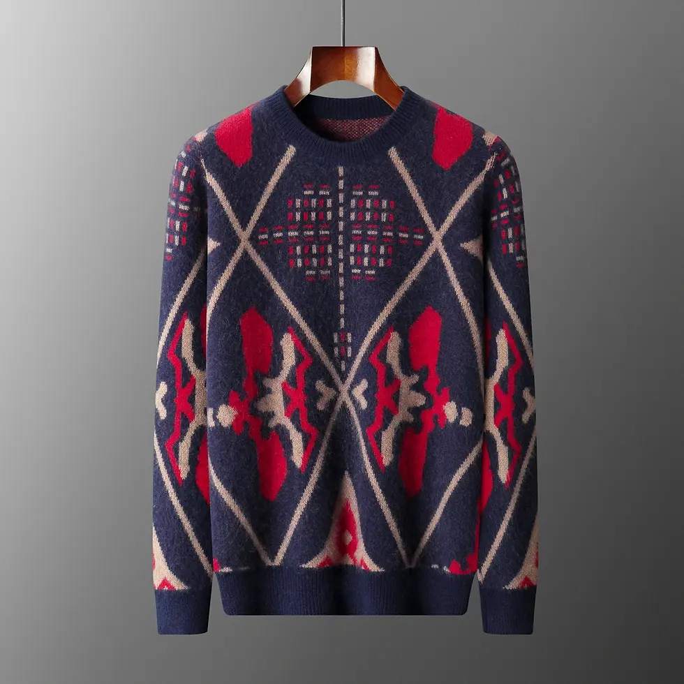 縮圖：Men's 100% Merino Wool Casual Knit Sweater Autumn Winter