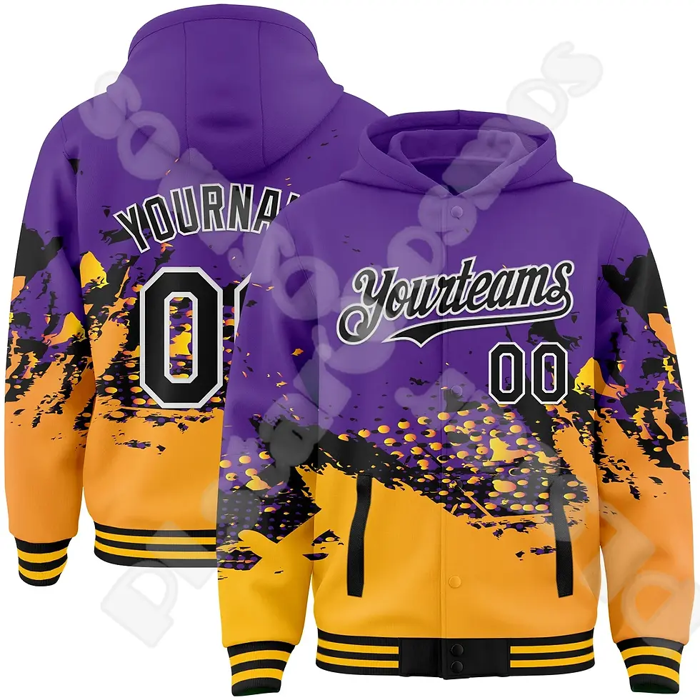 縮圖：Red and brown varsity jacket yourteam text on fronr