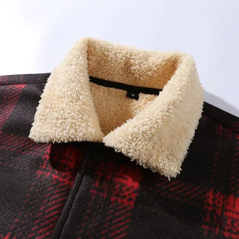 Thumbnail: Winter Fashion Trend With Thick Fleece and Warm Plaid Jacket
