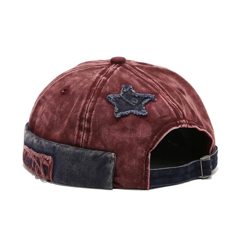Thumbnail: Stack of vintage caps in varied colors, featuring distressed patches and adjustable straps.