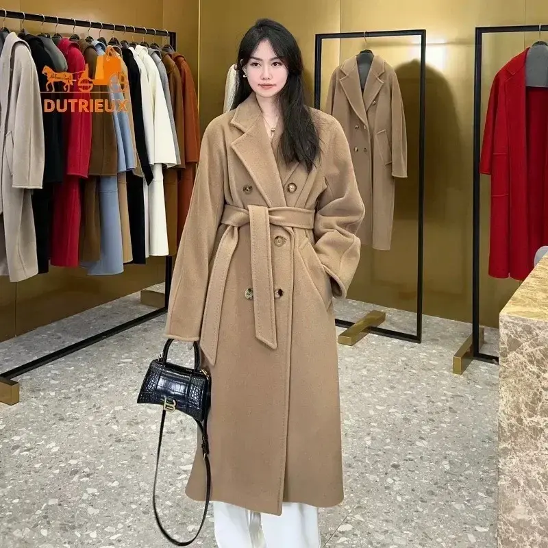 サムネイル： DUTRIEUX Women's Coat Double-Sided 10% Cashmere 90% Wool