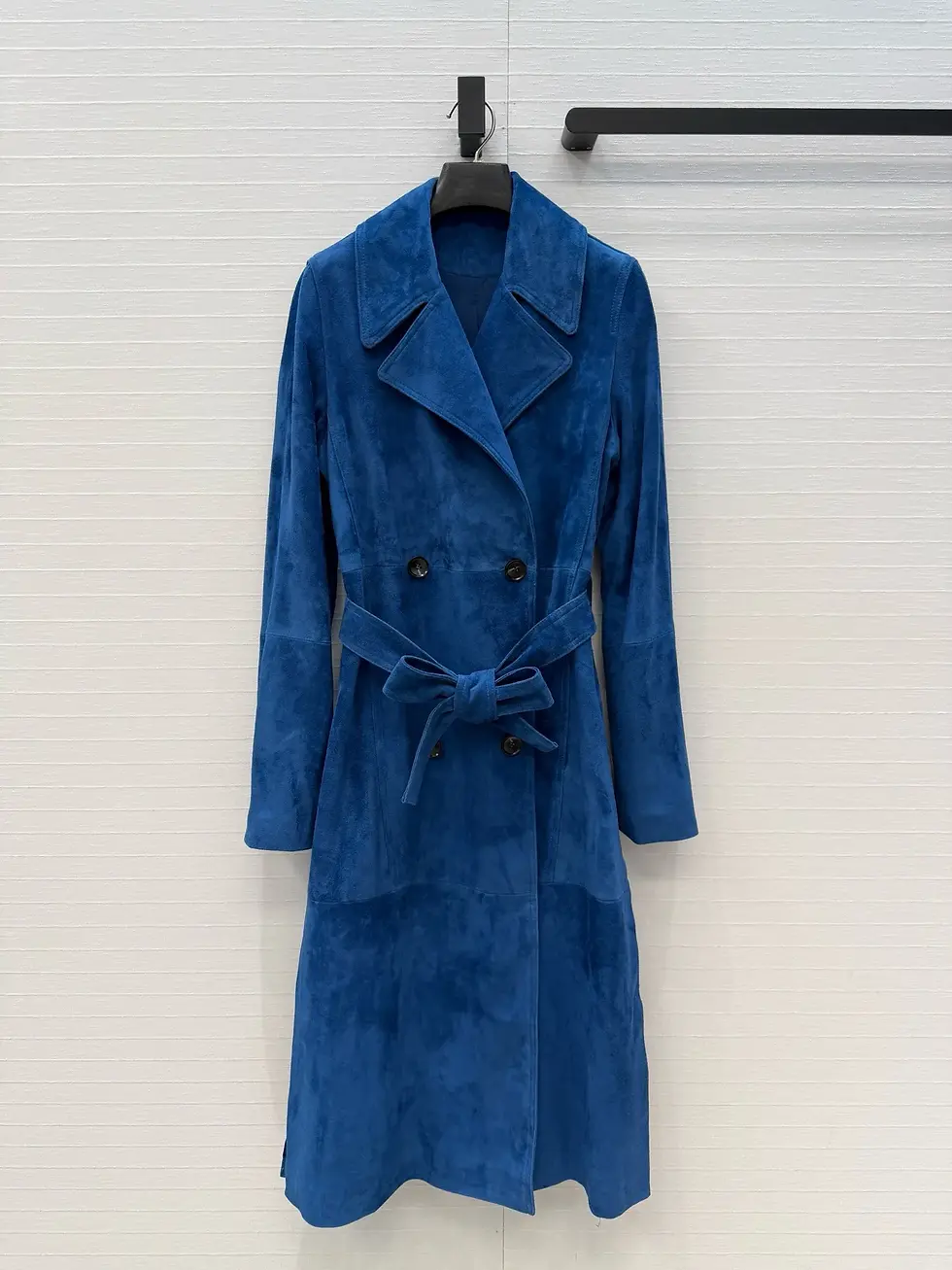 Thumbnail: Long Suede Trench Coat! Rare High-Saturation Lake Blue Suede
