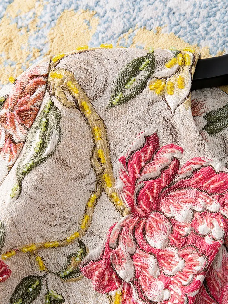 Thumbnail: Embroidered Jacquard Hand-Beaded Cotton Polyester Trench Coat Women