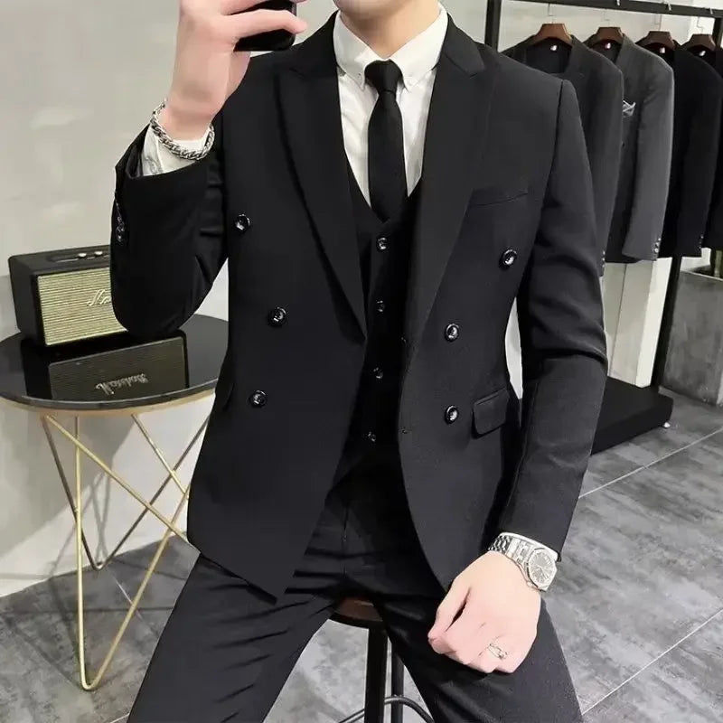 Thumbnail: Wedding 2 Piece Outfit Set Male Slim Fit Full Men's Suits and Blazers Dress Form