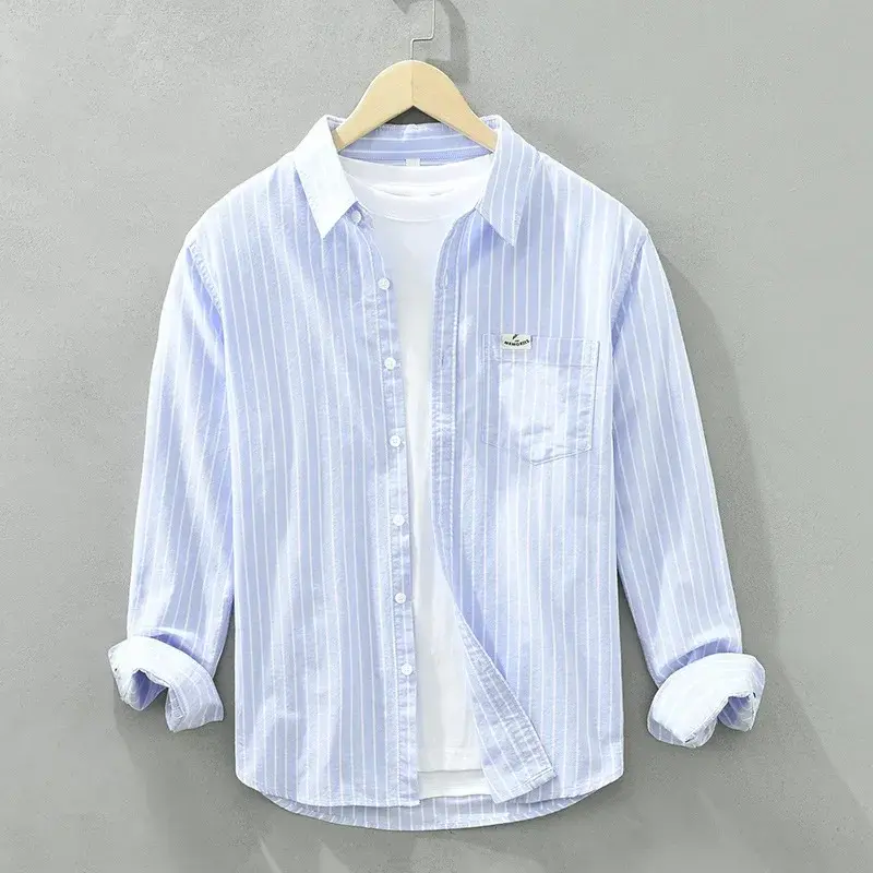 Miniaturebillede: Spring and Autumn New 100% Cotton Casual Striped Oxford Shirts