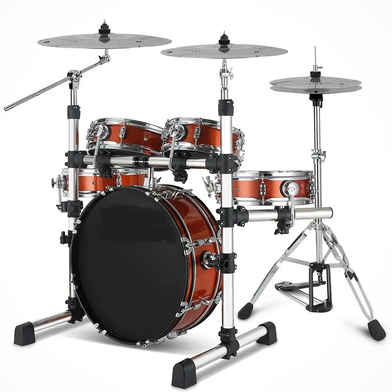 Miniatura: Professional Musical Percussion Instrument Jazz Drum Set 5 Drums Yellow