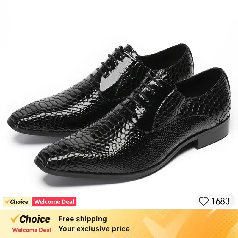 Miniatura: Luxury Brand Men Genuine Shoes Red Crocodile Print Casual Shoes US 9 [EU 42]
