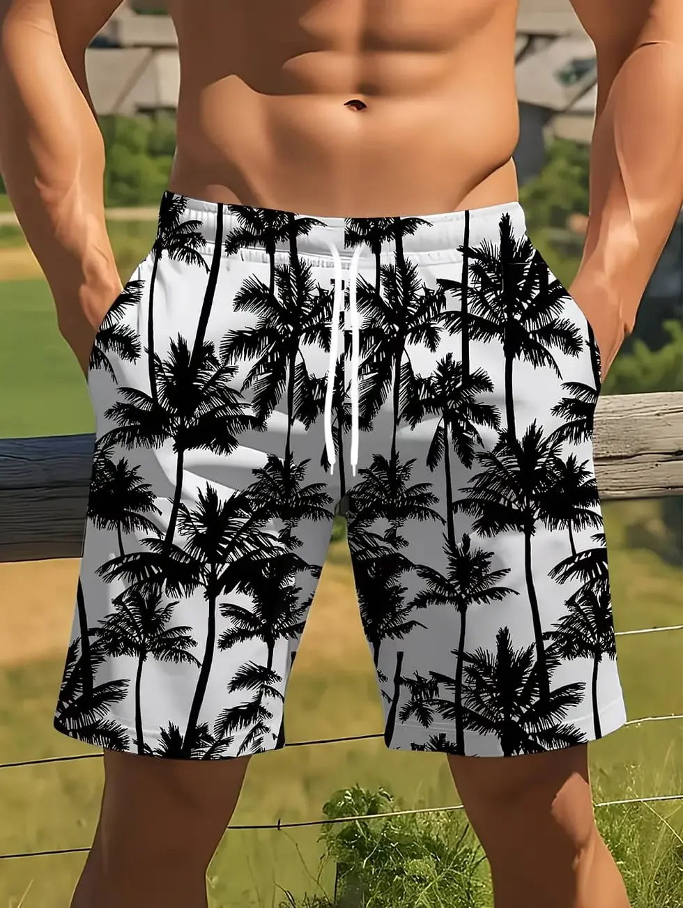 Miniatura: Summer Coconut Tree Pattern Swim Trunks for Men Fashion Beach