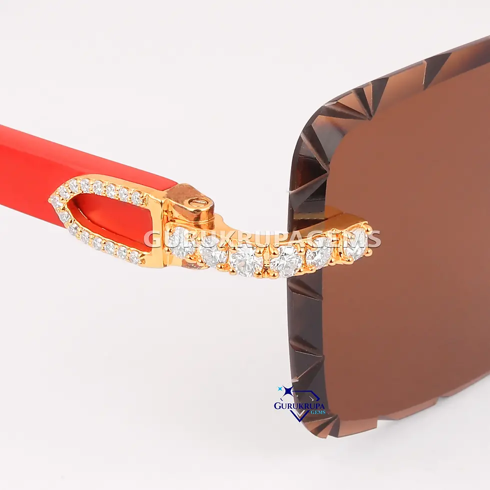 Miniatura: Unisex Designer  Brown Shade Goggles Lab Grown Diamond- Studded