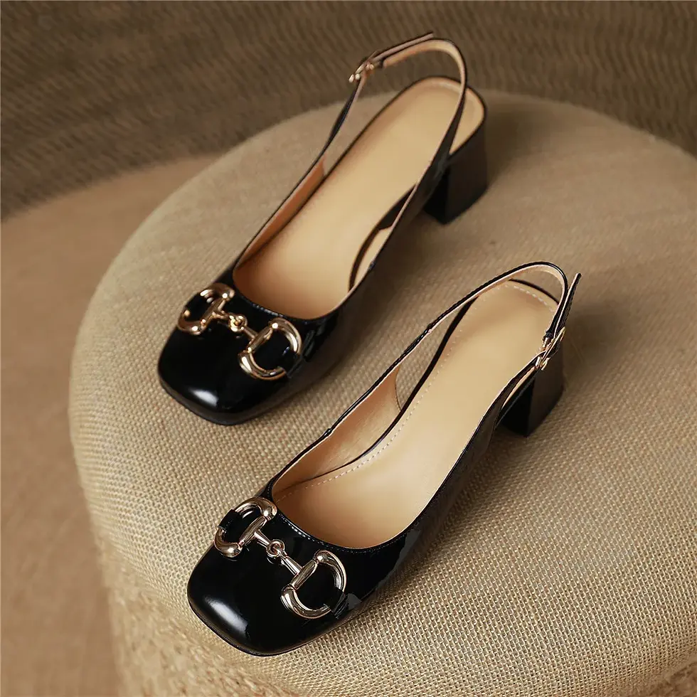 Miniatura: MILI-MIYA Classic Metal Buckle Women Patent Leather Pumps