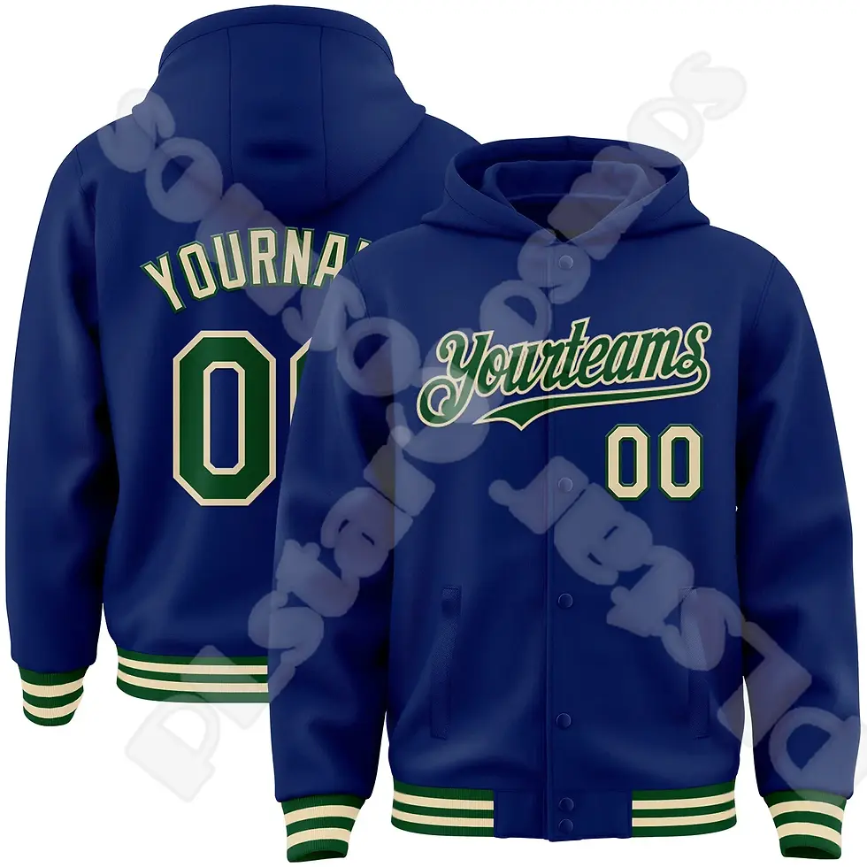 Thumbnail: Red and brown varsity jacket yourteam text on fronr