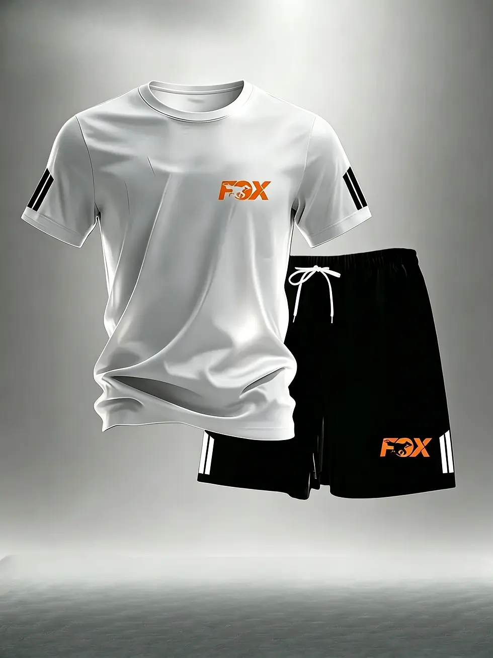 Thumbnail: 2026 Summer Men FOX Print 2Pcs Sports Suit Short Sleeve Tee + Shorts