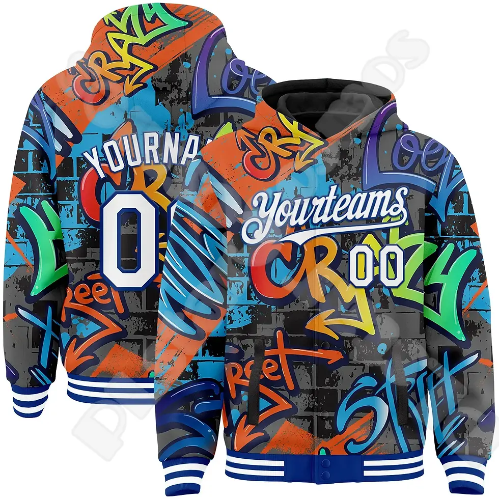 Thumbnail: Red and brown varsity jacket yourteam text on fronr
