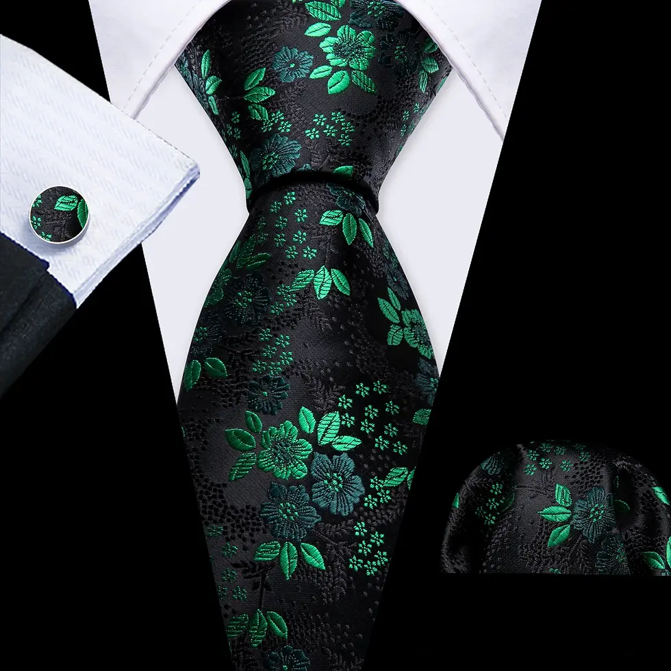 Thumbnail: Red Print Men Tie Set Silk Jacquard Floral Wedding Business