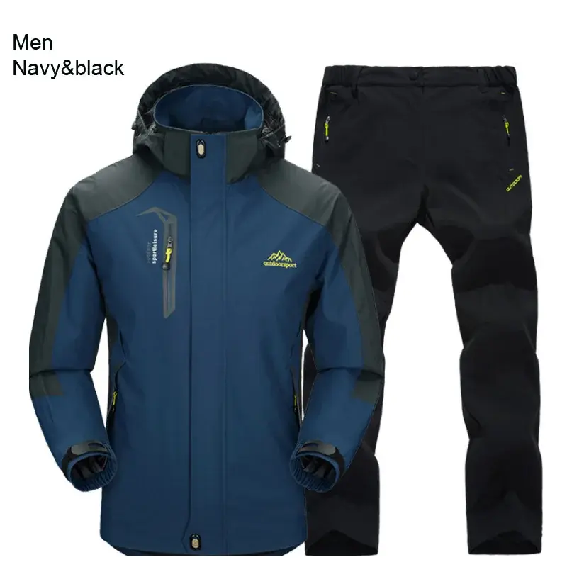Miniatyrbild: Outdoor Hiking Jacket and Pants Sets Men Autumn Thermal Waterproof Windproof