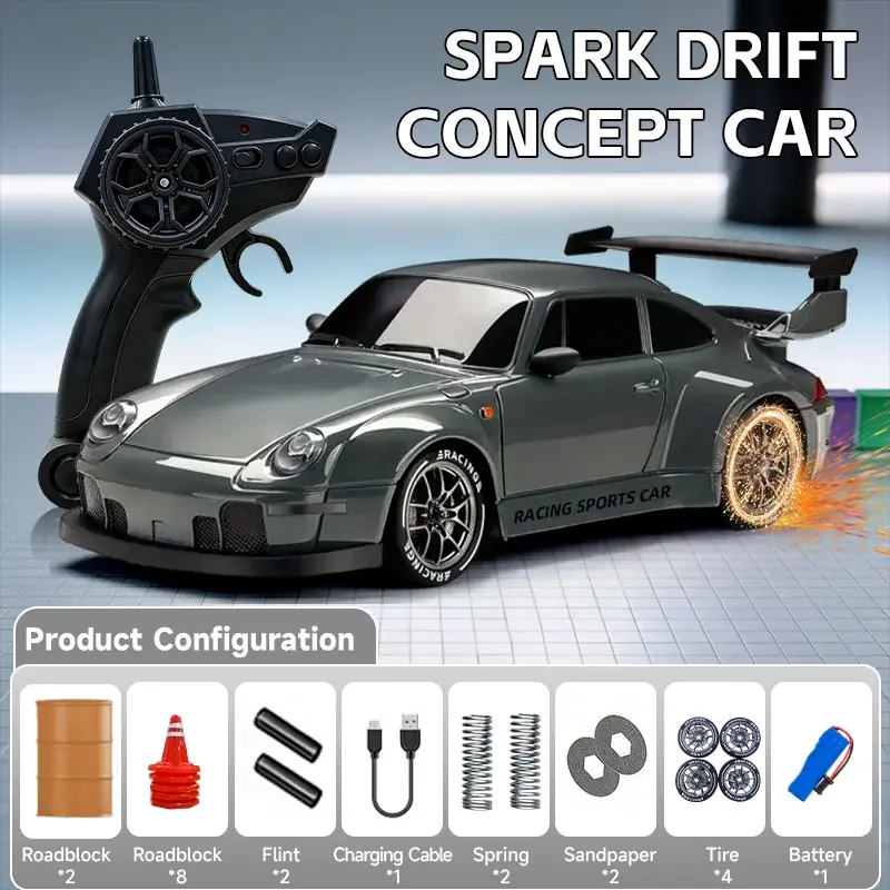 Miniatura: 1: 24 RC Remote Control Car 4WD High-Speed Drift Racing Car 2.4G Firelight