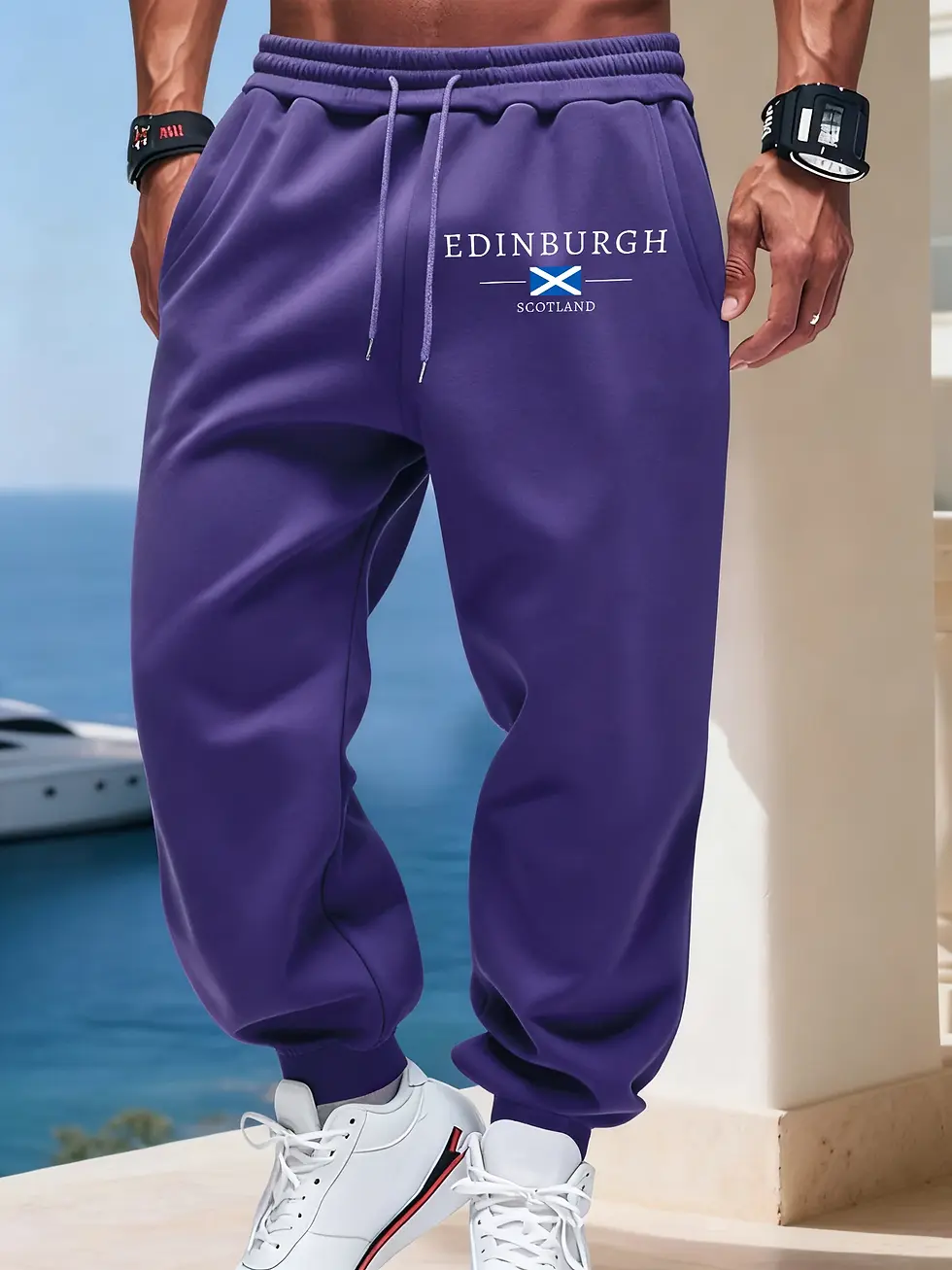 Thumbnail: Edinburgh Scotland Flag Print Casual Long Pants