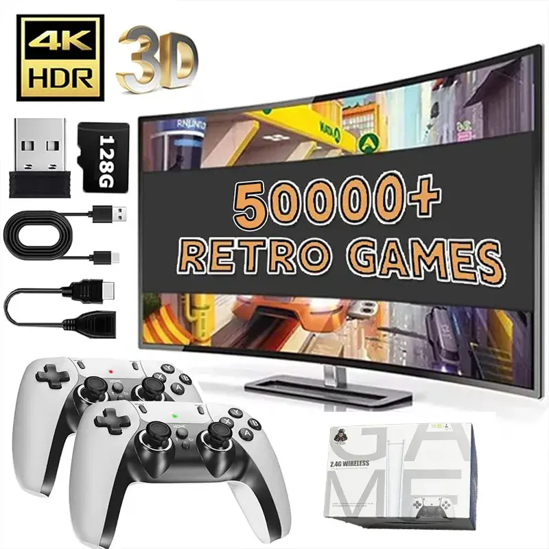 128G Game Stick M15 4K Video TV Game Console wireless Gamespad