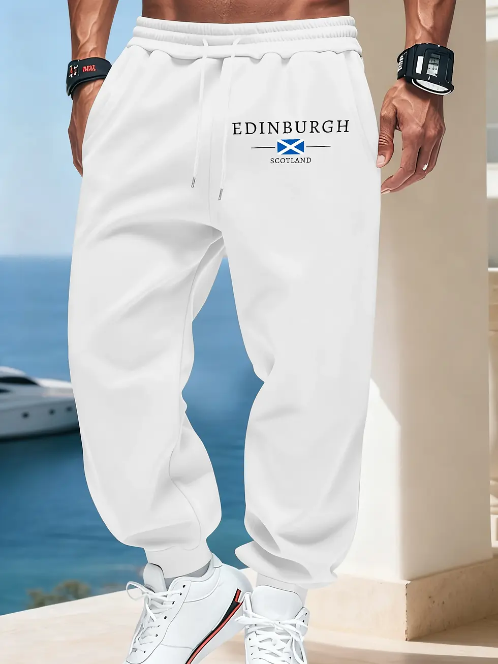 Thumbnail: Edinburgh Scotland Flag Print Casual Long Pants
