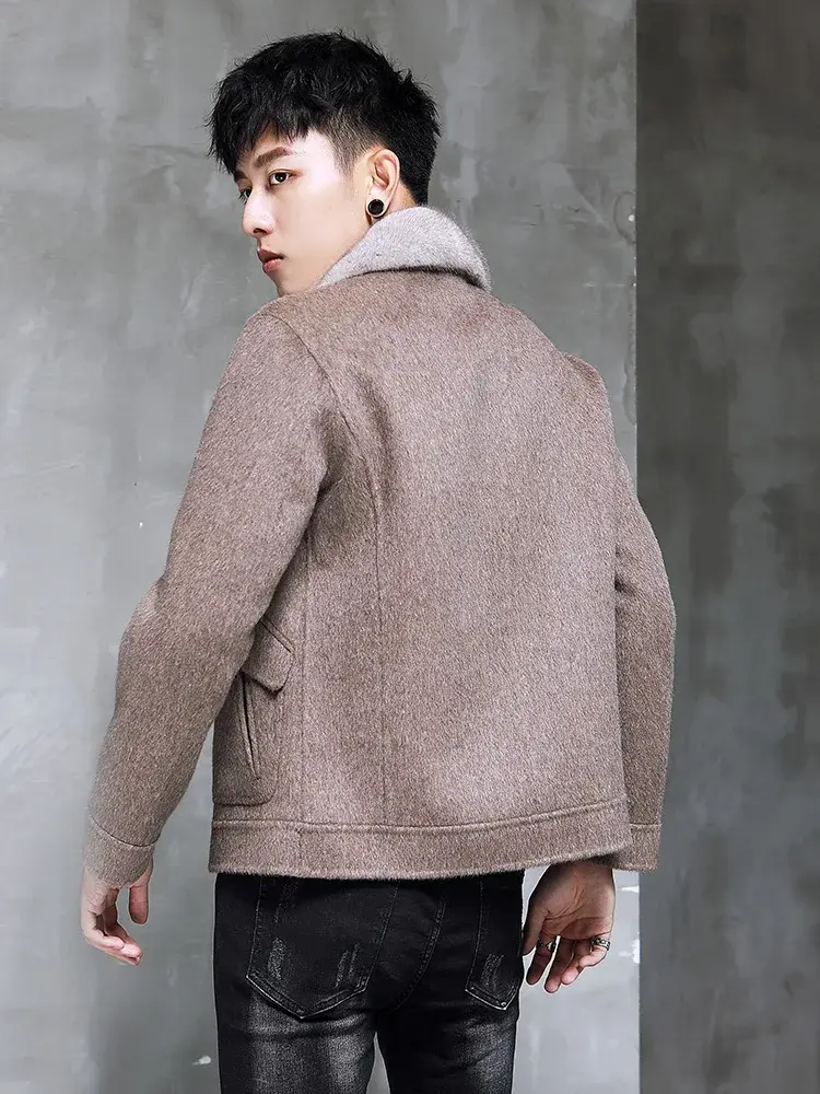 Thumbnail: AYUNSUE Spring Autumn Wool Coat Men Double-Sided Alpaca Jacket