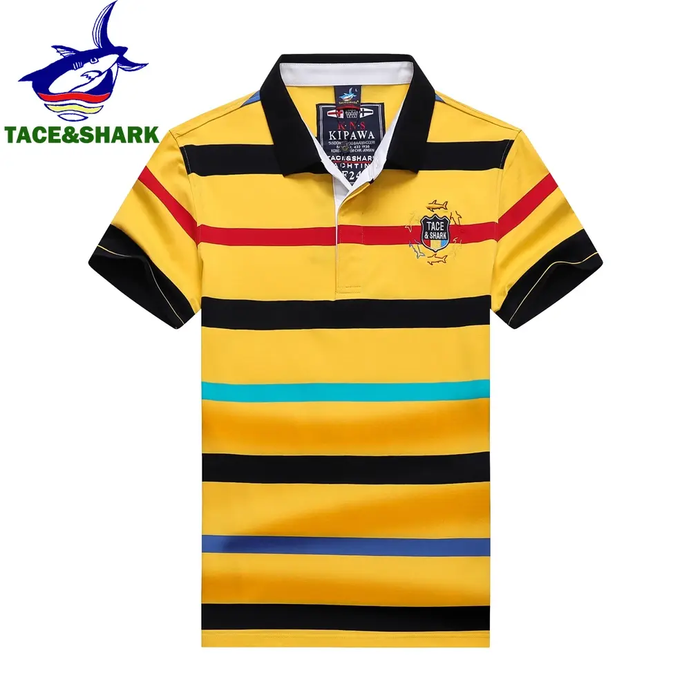 TACE&SHARK 2026 Summer Fashion Brand Stripes Polo Shirt Sizes M