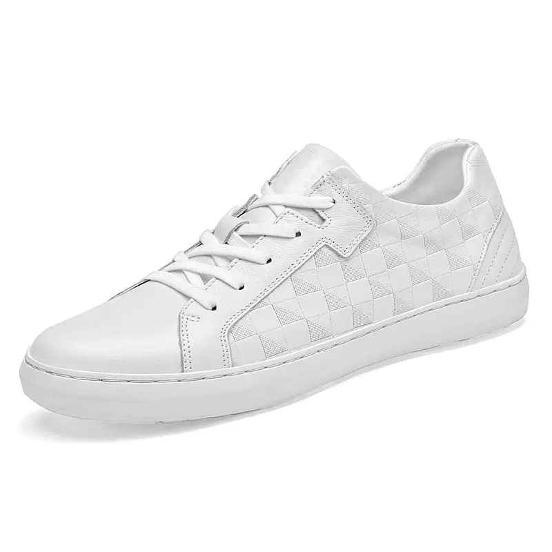 Thumbnail: Custom Logo Outdoor Fashion Flat Genuine Leather Casual Canvas Shoes Men