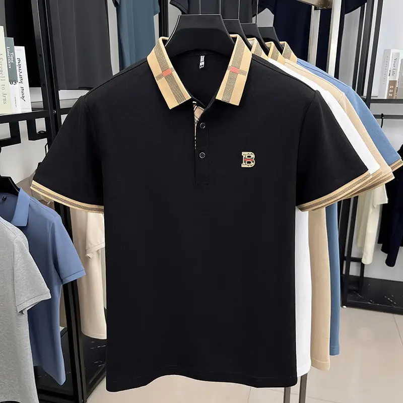 Luxury Brand Logo Short Sleeved Polo Shirt for Men