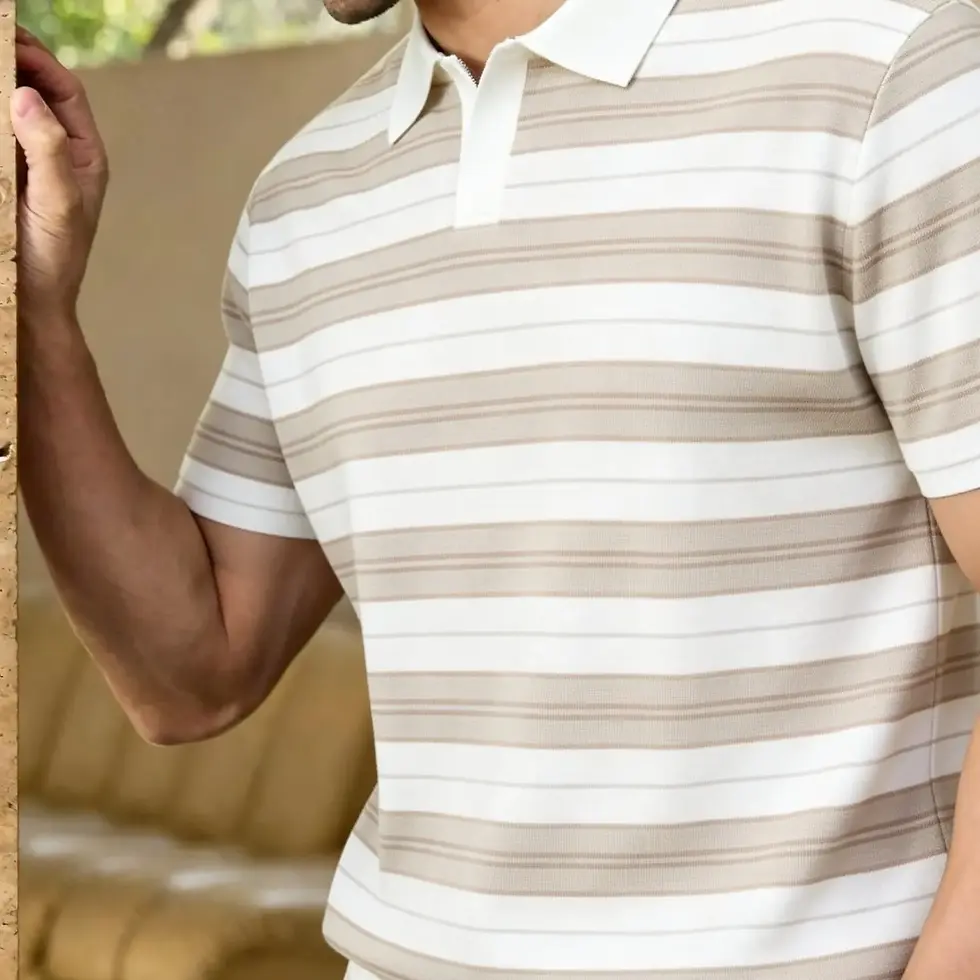 サムネイル： British Style Lapel Polo Shirt for Men Summer  Short Sleeve
