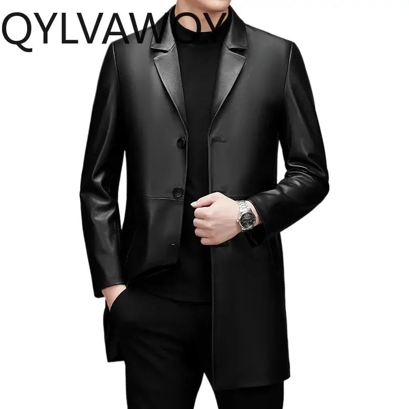 QYLVAWOY Real Sheepskin Men's Genuine Leather Jacket Size 170