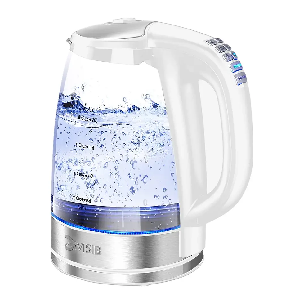Thumbnail: DEVISIB Electric Glass Kettle, 2200W Fast Boiling, Temperature Control