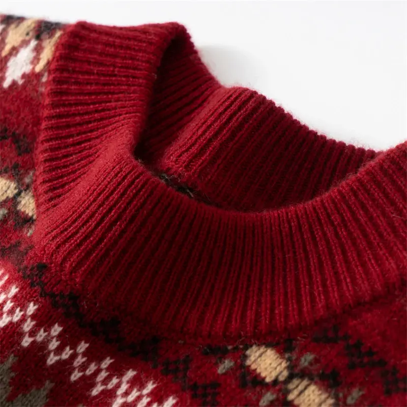 Küçük resim: Men's Thick Cashmere Half High Collar Jacquard Sweater