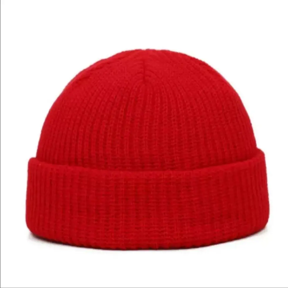 Thumbnail: Unisex Solid Color Knitted Winter Beanie Cap 16cm