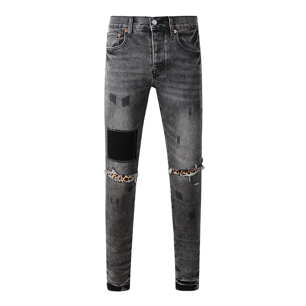 Thumbnail: Trendy Korean Style Men's Jeans  Vintage Low Rise Stretch Skinny Size 34