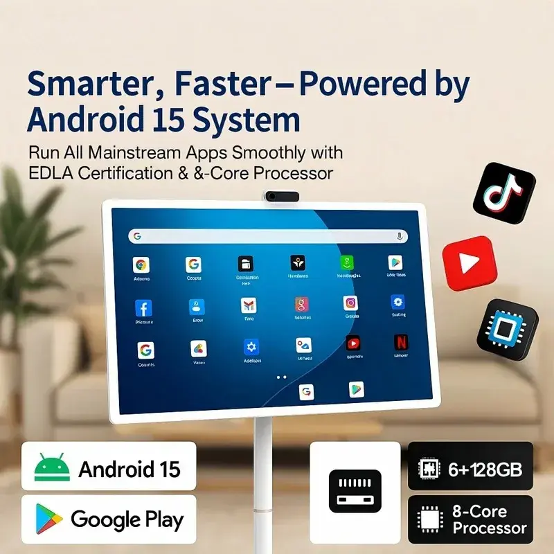 Miniatura: Android 15 Smart TV, 6G+128G Floor Stand Tablet With Remote Controller 32 inch